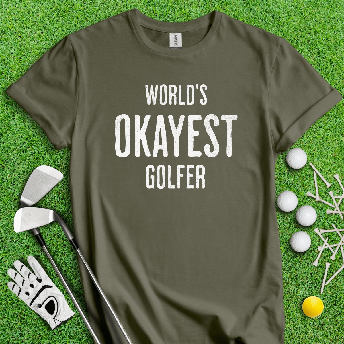 World's Okayest Golfer Funny T - Shirt - TeeHee Golf Gear