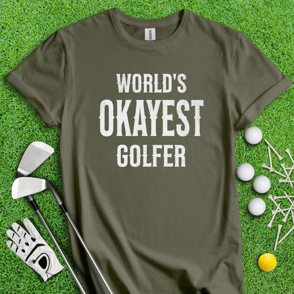 World's Okayest Golfer Funny T - Shirt - TeeHee Golf Gear