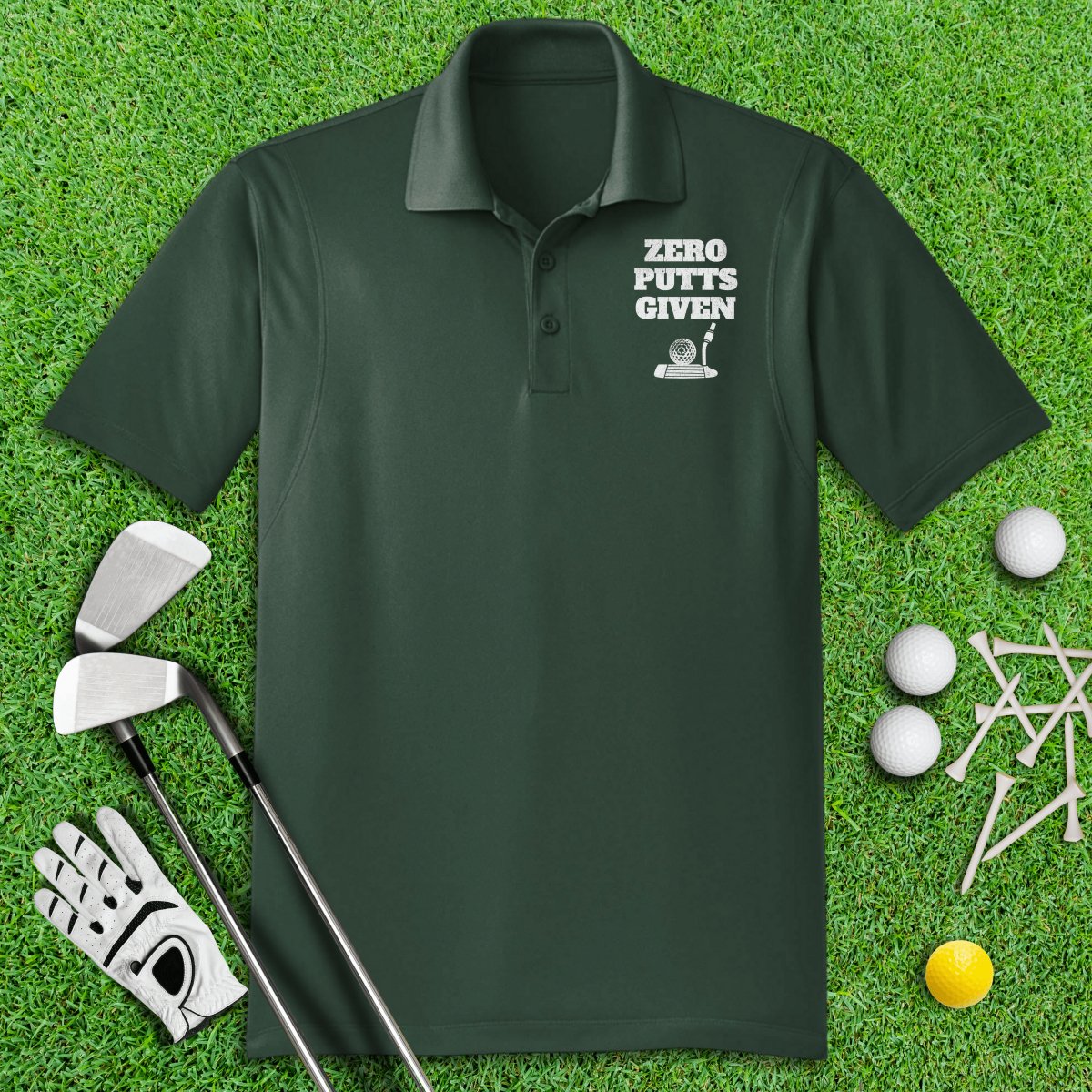 Zero Putts Given Funny Golf Polo Shirt - TeeHee Golf Gear