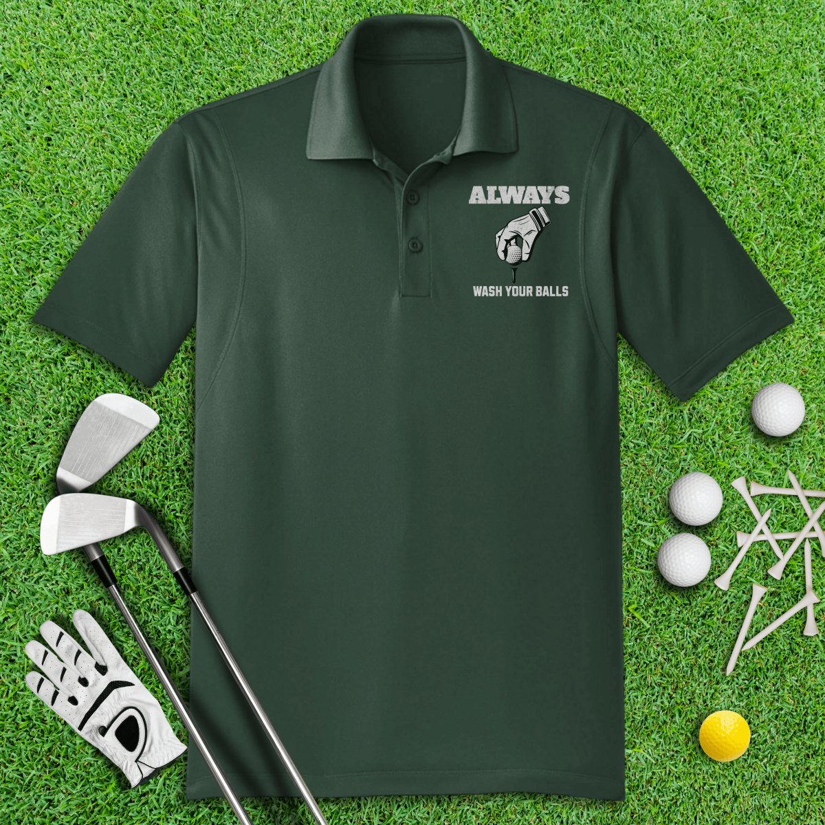 Always Wash Your Balls Polo Shirt - TeeHee Golf Gear