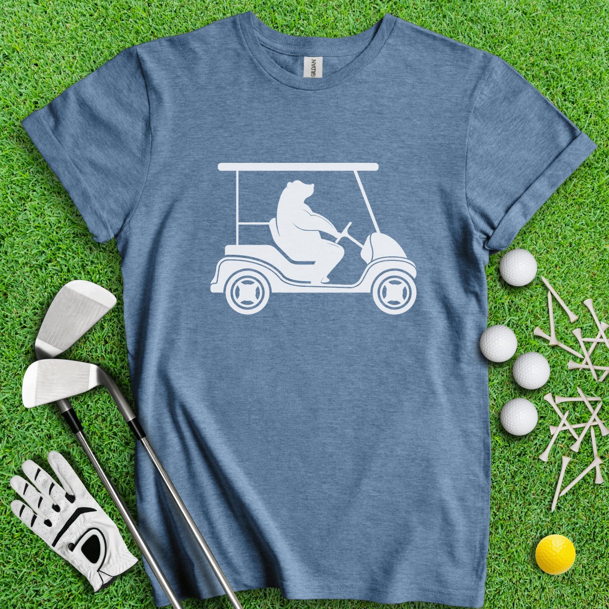 Bear Driving Golf Cart Icon T - Shirt - TeeHee Golf Gear