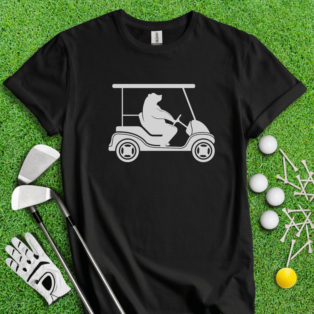 Bear Driving Golf Cart Icon T - Shirt - TeeHee Golf Gear