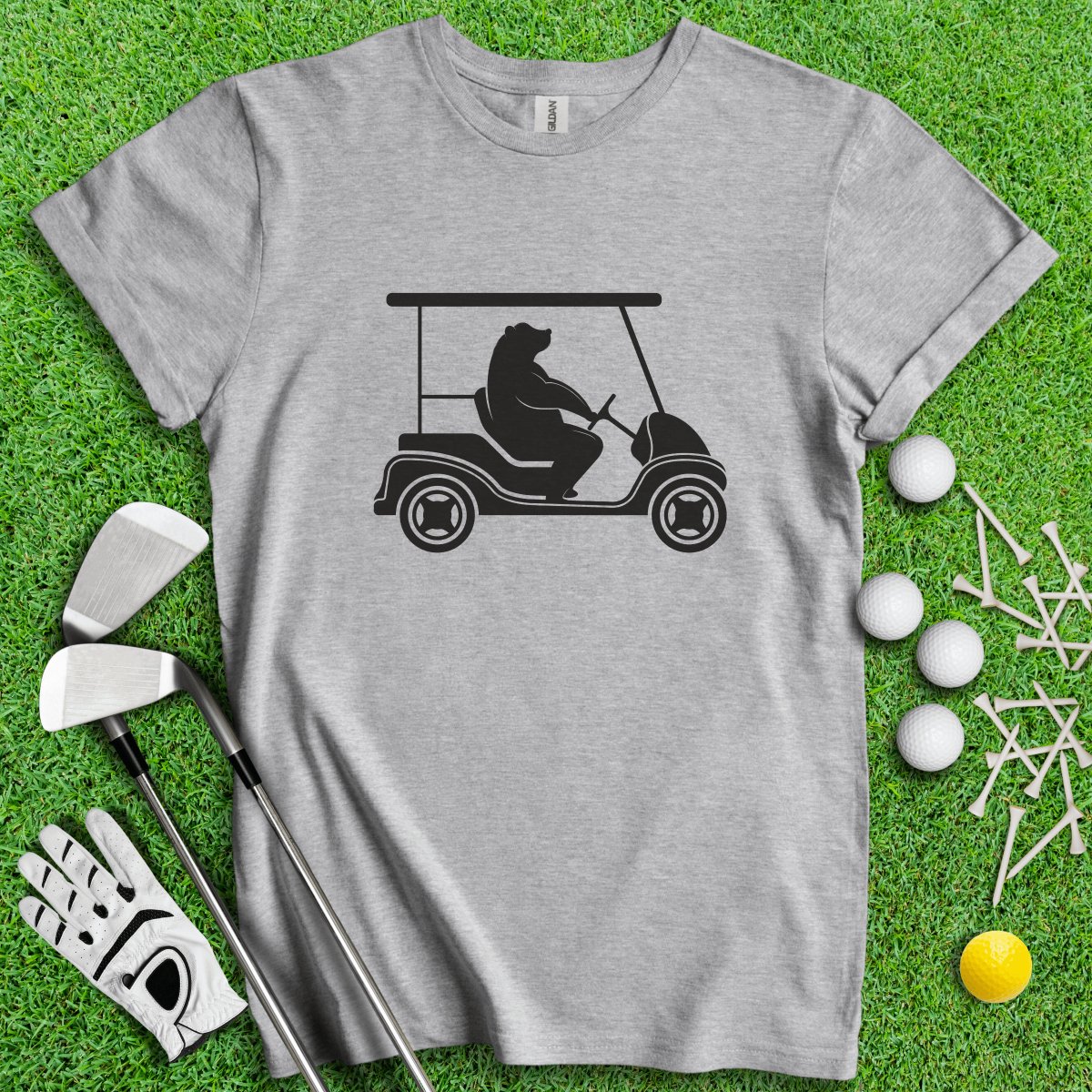 Bear Driving Golf Cart Icon T - Shirt - TeeHee Golf Gear