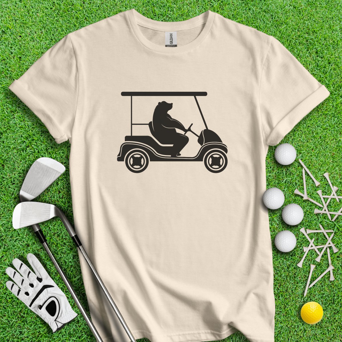 Bear Driving Golf Cart Icon T - Shirt - TeeHee Golf Gear