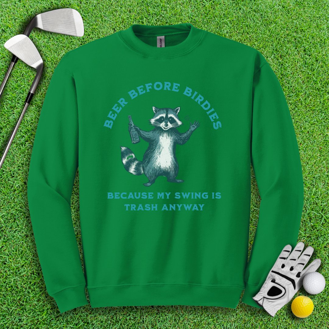 Beer Before Birdie Raccoon Crewneck - TeeHee Golf Gear