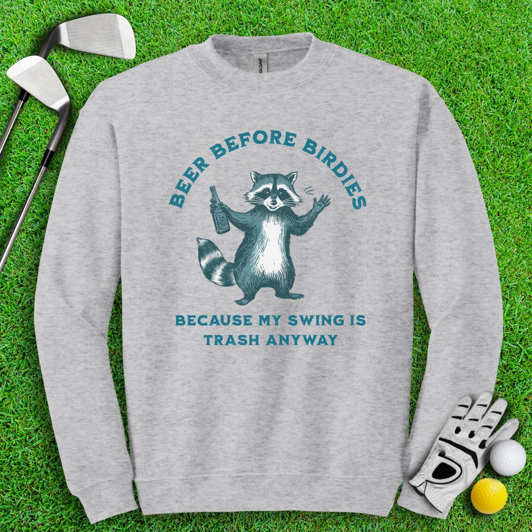 Beer Before Birdie Raccoon Crewneck - TeeHee Golf Gear