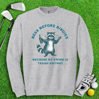 Beer Before Birdie Raccoon Crewneck - TeeHee Golf Gear