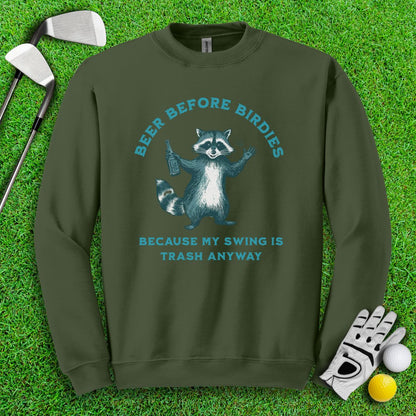 Beer Before Birdie Raccoon Crewneck - TeeHee Golf Gear