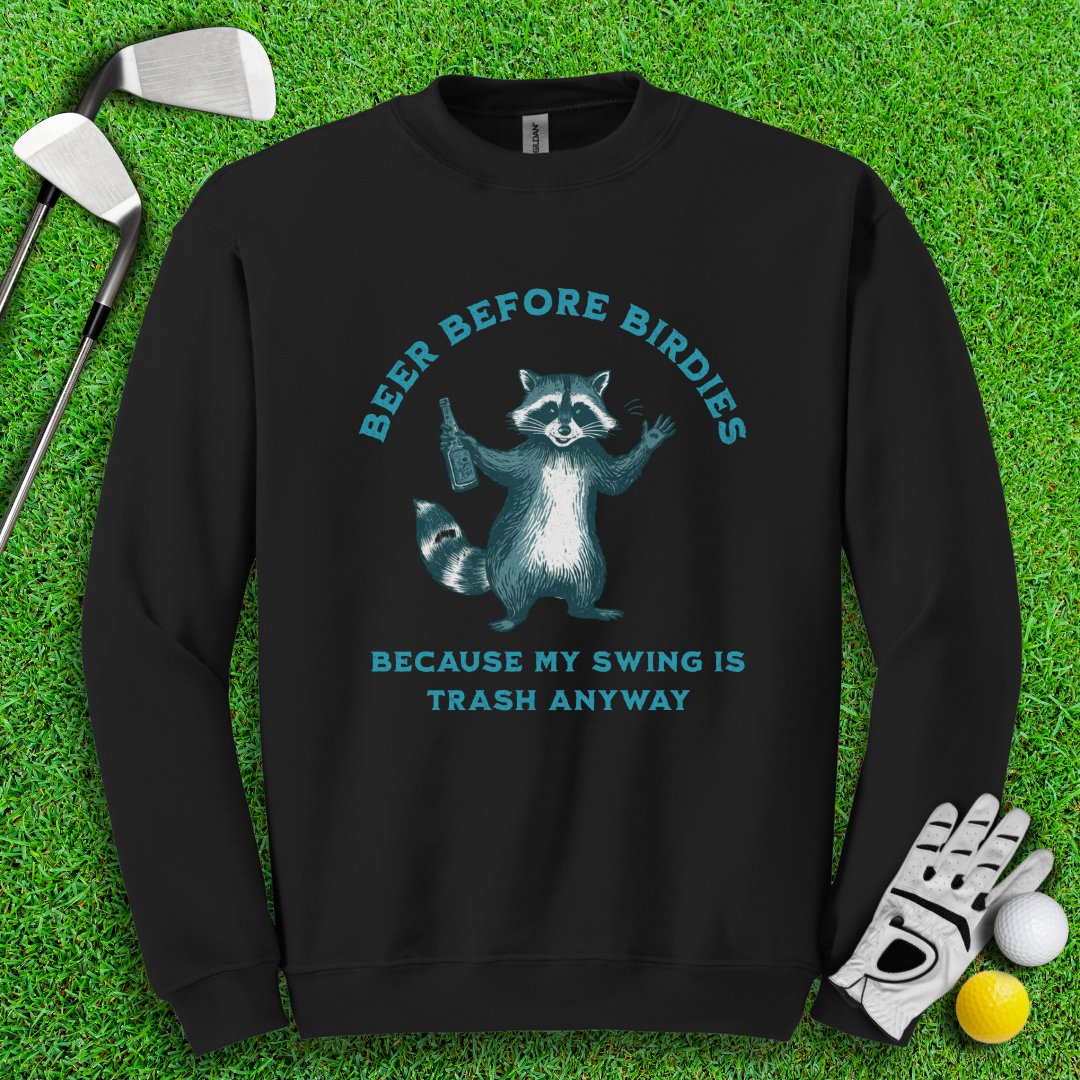 Beer Before Birdie Raccoon Crewneck - TeeHee Golf Gear