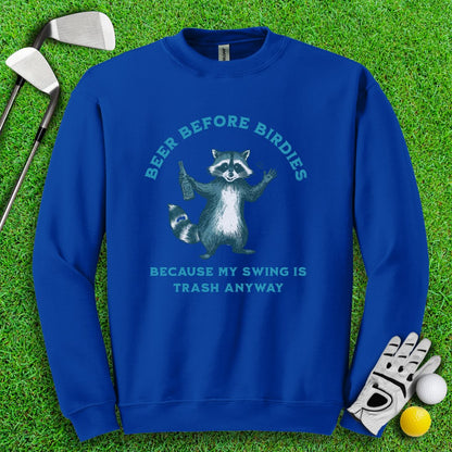 Beer Before Birdie Raccoon Crewneck - TeeHee Golf Gear