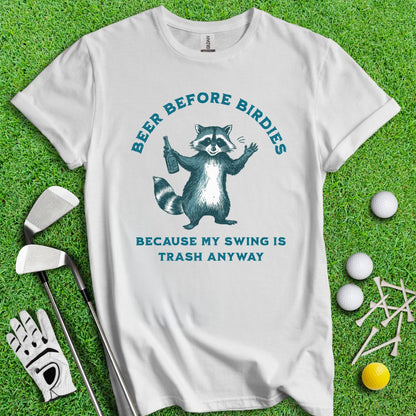 Beer Before Birdie Raccoon T-Shirt - TeeHee Golf Gear