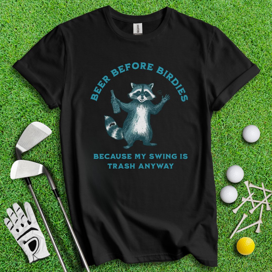 Beer Before Birdie Raccoon T-Shirt - TeeHee Golf Gear