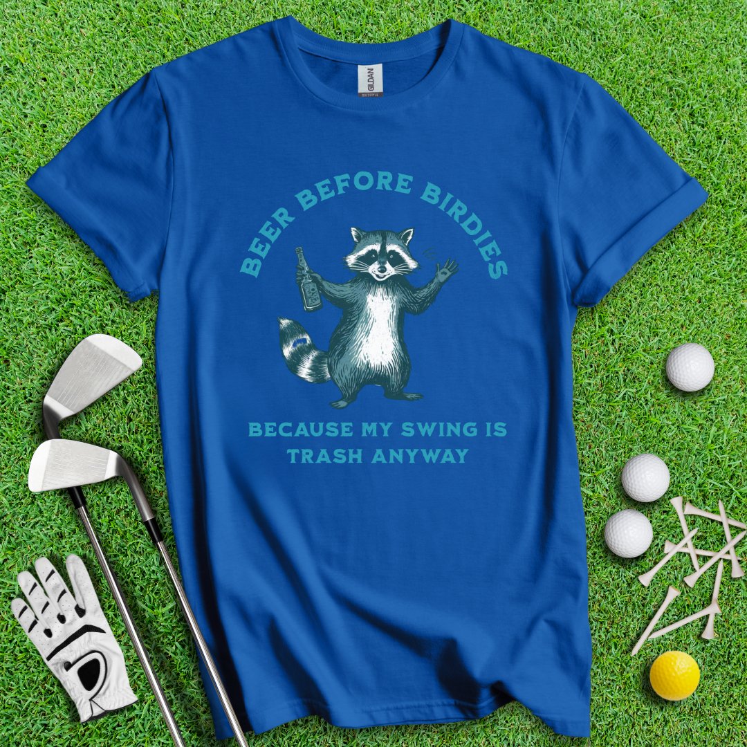 Beer Before Birdie Raccoon T-Shirt - TeeHee Golf Gear