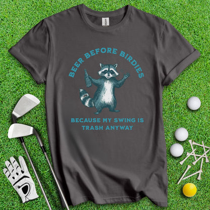 Beer Before Birdie Raccoon T-Shirt - TeeHee Golf Gear