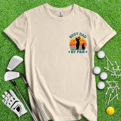 Best Dad By Par Retro Sunset Golf T - Shirt - TeeHee Golf Gear