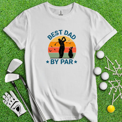 Best Dad By Par Retro Sunset Golf T - Shirt - TeeHee Golf Gear