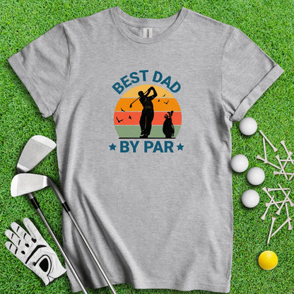 Best Dad By Par Retro Sunset Golf T - Shirt - TeeHee Golf Gear