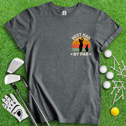 Best Dad By Par Retro Sunset Golf T - Shirt - TeeHee Golf Gear