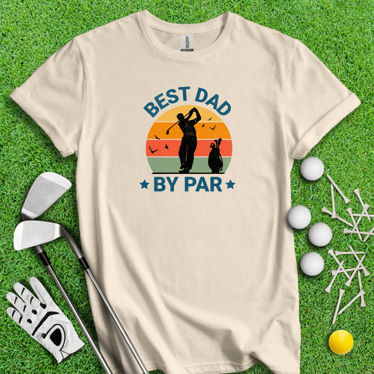 Best Dad By Par Retro Sunset Golf T - Shirt - TeeHee Golf Gear