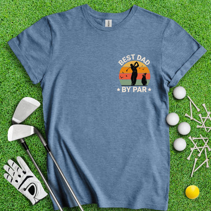 Best Dad By Par Retro Sunset Golf T - Shirt - TeeHee Golf Gear