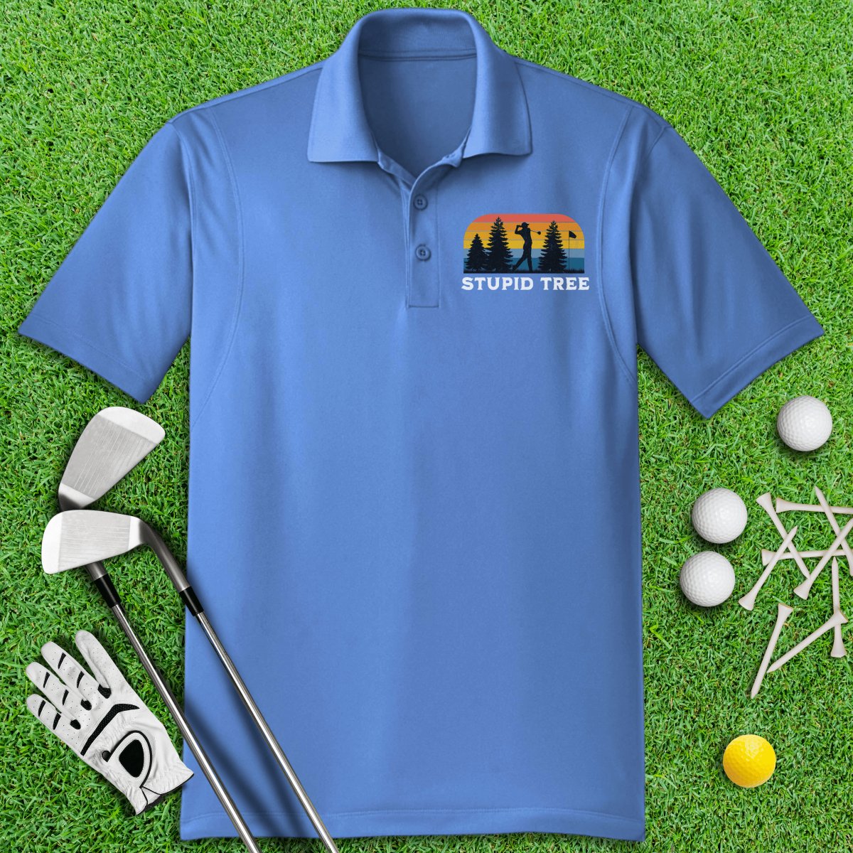 Best Dad By Par Retro Sunset Polo Shirt - TeeHee Golf Gear