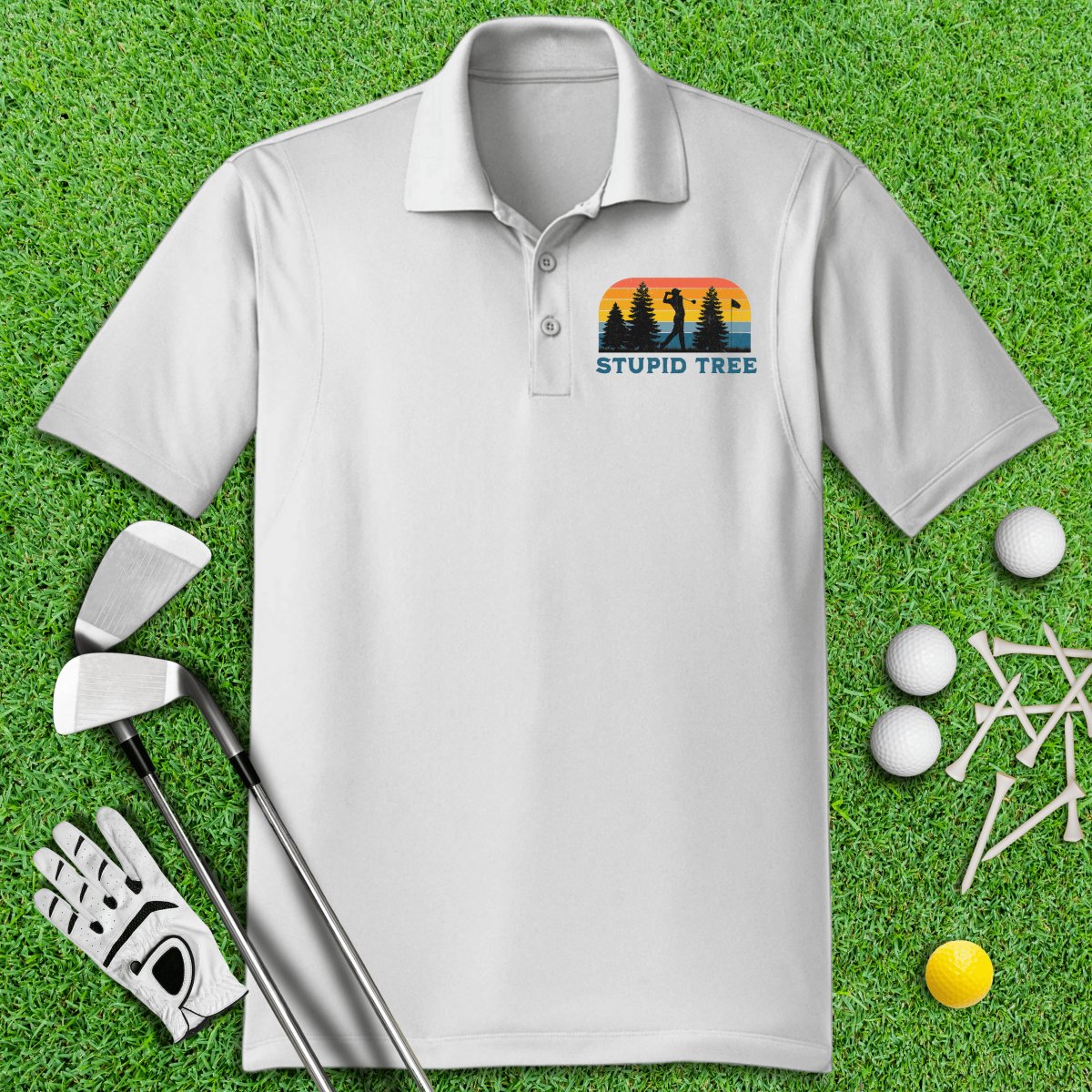 Best Dad By Par Retro Sunset Polo Shirt - TeeHee Golf Gear