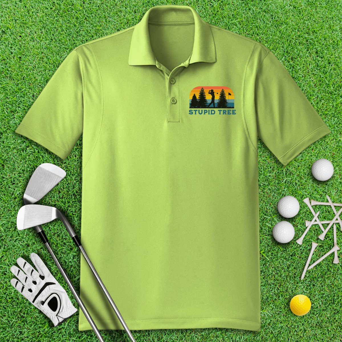 Best Dad By Par Retro Sunset Polo Shirt - TeeHee Golf Gear