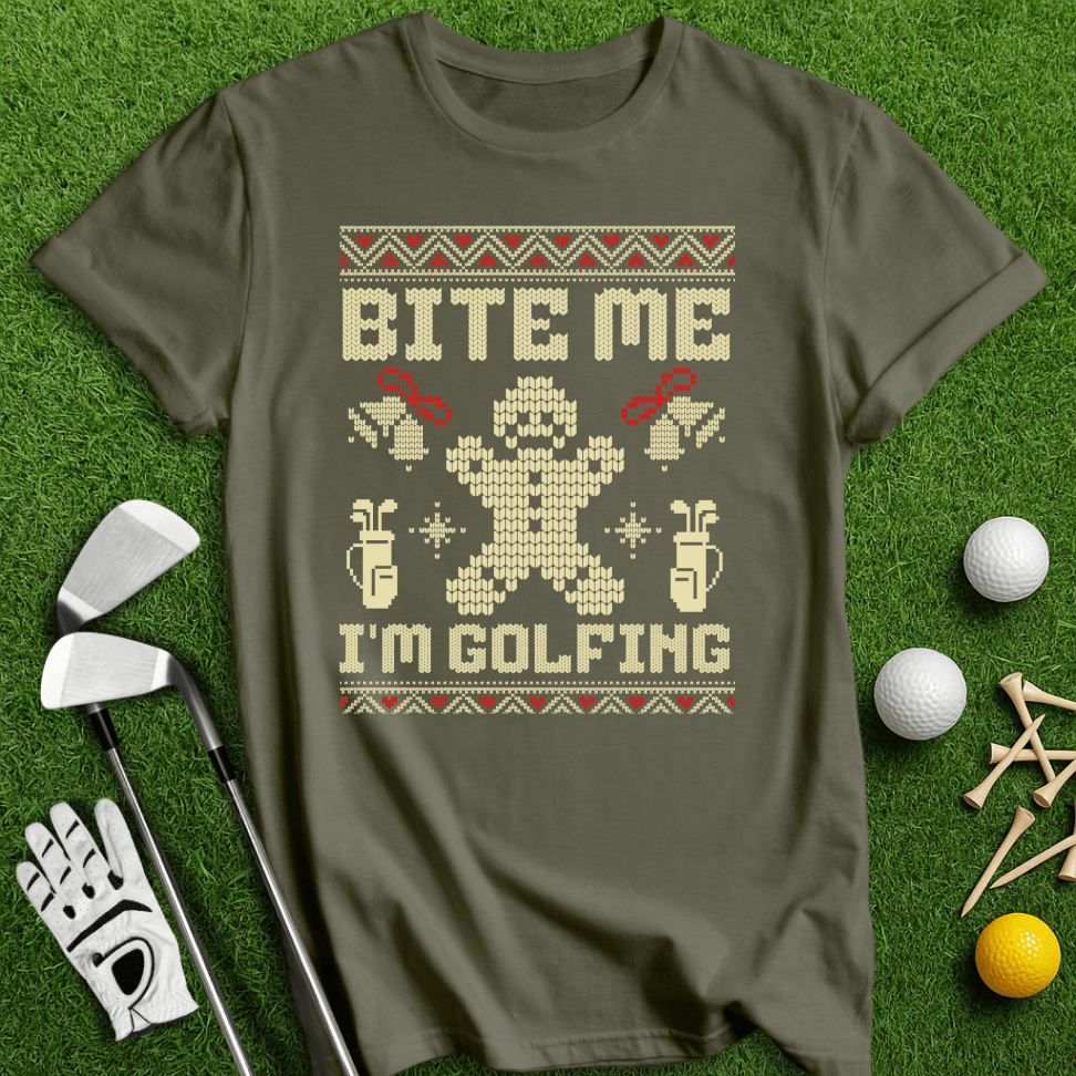 Bite Me I'm Golfing Ugly Sweater T-shirt - TeeHee Golf Gear