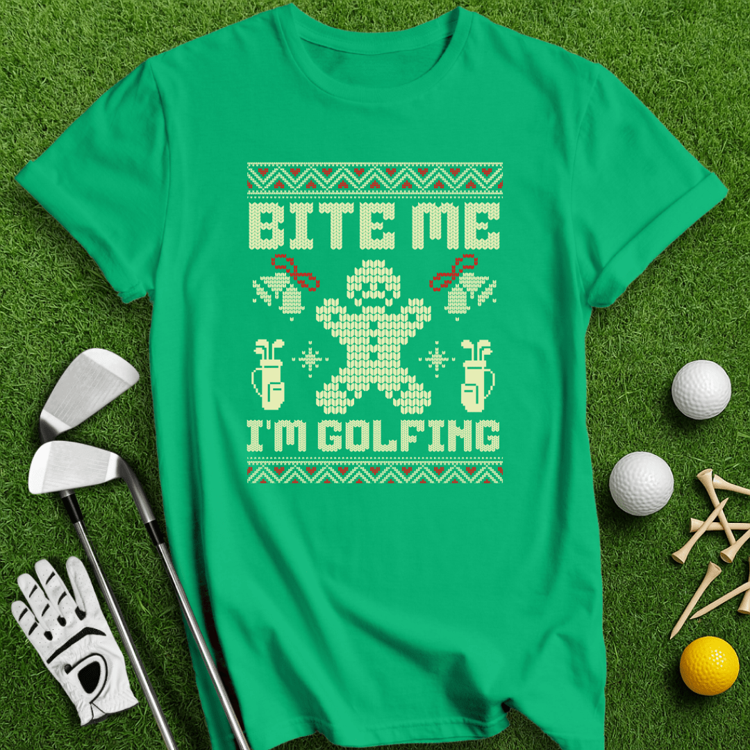 Bite Me I'm Golfing Ugly Sweater T-shirt - TeeHee Golf Gear