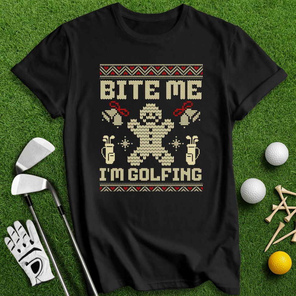 Bite Me I'm Golfing Ugly Sweater T-shirt - TeeHee Golf Gear