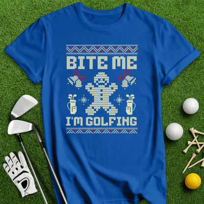 Bite Me I'm Golfing Ugly Sweater T-shirt - TeeHee Golf Gear