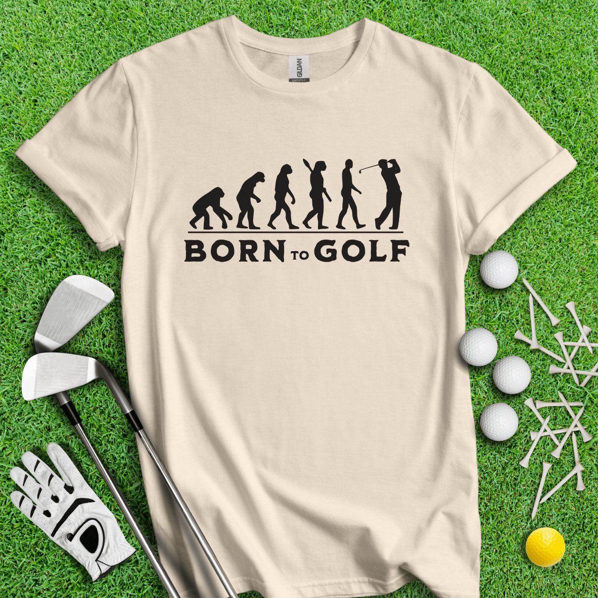 Born To Golf - Golf Evolution Funny Icon T - Shirt - TeeHee Golf Gear