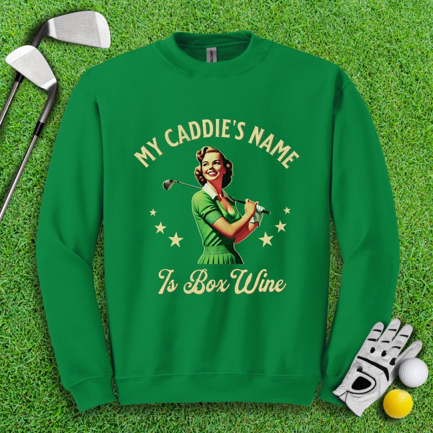 Caddie's Name Is Box Wine Crewneck - TeeHee Golf Gear