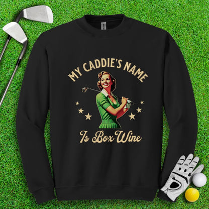 Caddie's Name Is Box Wine Crewneck - TeeHee Golf Gear