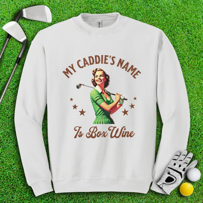 Caddie's Name Is Box Wine Crewneck - TeeHee Golf Gear