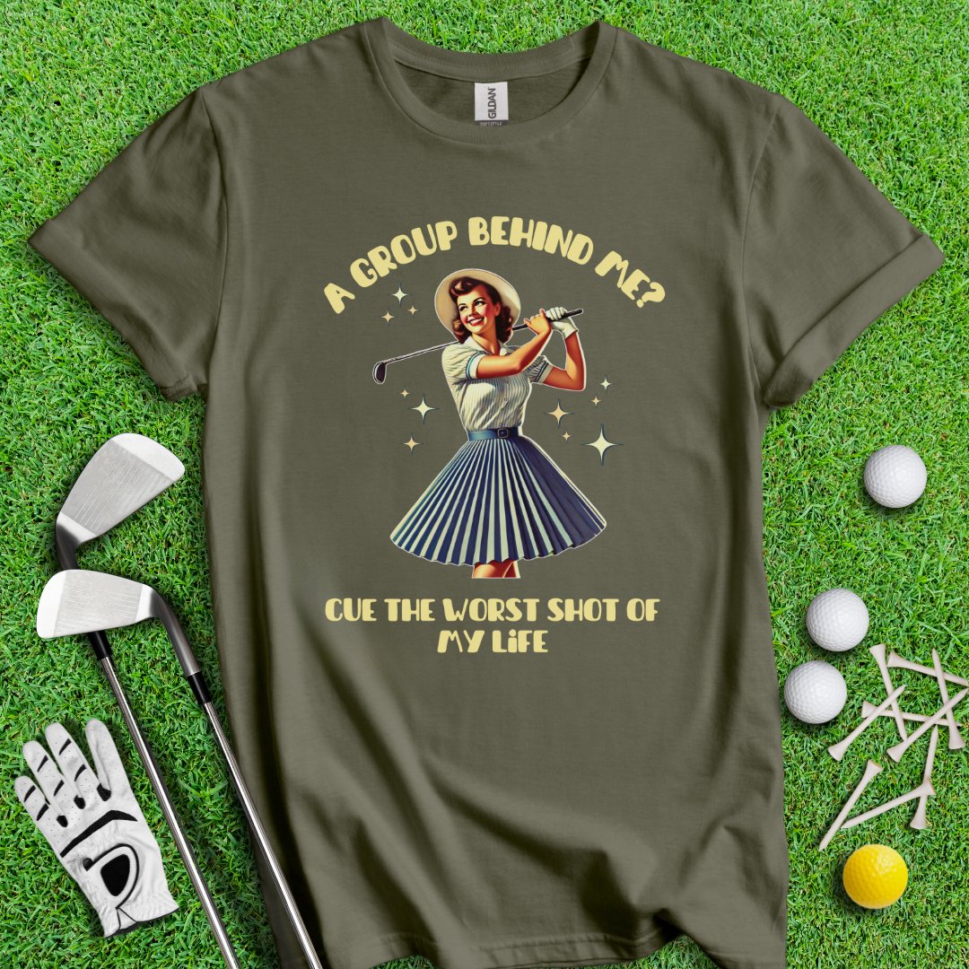 Can't Golf When Group Behind Me Retro T-Shirt - TeeHee Golf Gear