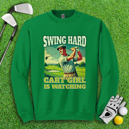 Cart Girl Is Watching Crewneck - TeeHee Golf Gear