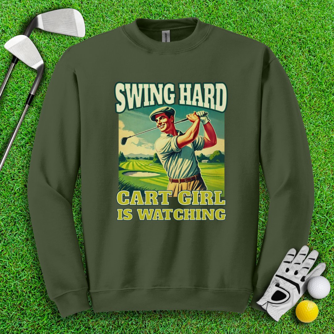 Cart Girl Is Watching Crewneck - TeeHee Golf Gear