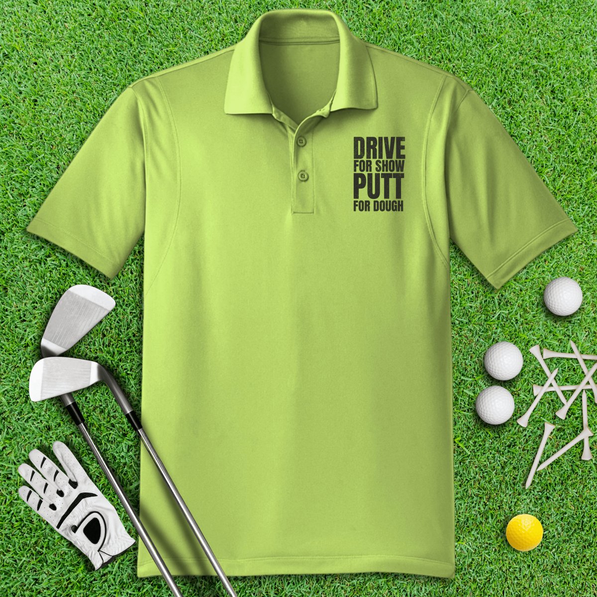 Drive For Show, Putt For Dough Funny Golf Polo Shirt - TeeHee Golf Gear