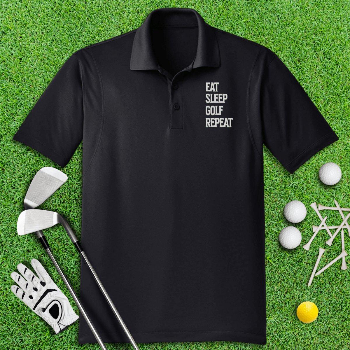 Eat Sleep Golf Repeat Polo Shirt - TeeHee Golf Gear