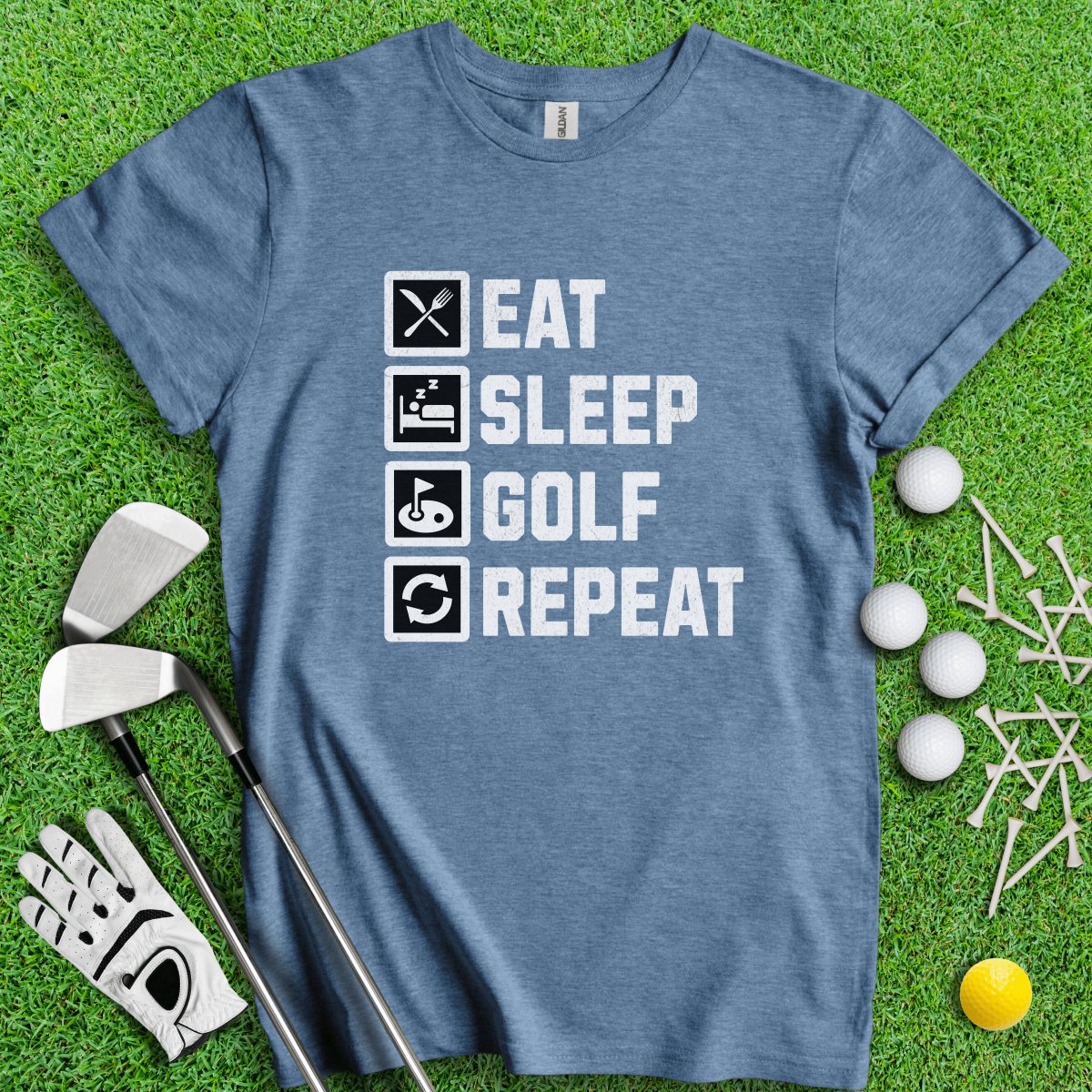 Eat Sleep Golf Repeat T - Shirt - TeeHee Golf Gear