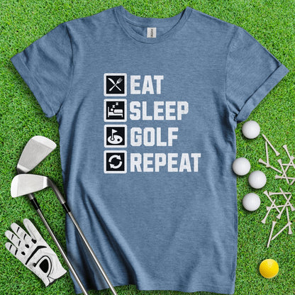 Eat Sleep Golf Repeat T - Shirt - TeeHee Golf Gear