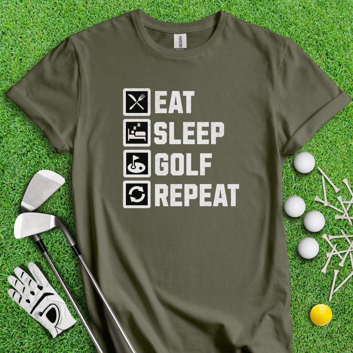 Eat Sleep Golf Repeat T - Shirt - TeeHee Golf Gear