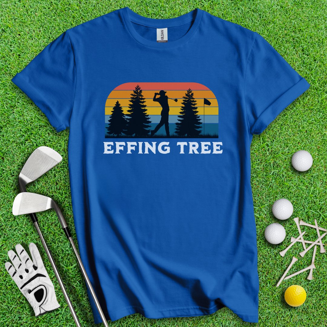 Effing Tree Retro Sunset Golf T-Shirt - TeeHee Golf Gear