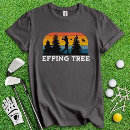 Effing Tree Retro Sunset Golf T-Shirt - TeeHee Golf Gear