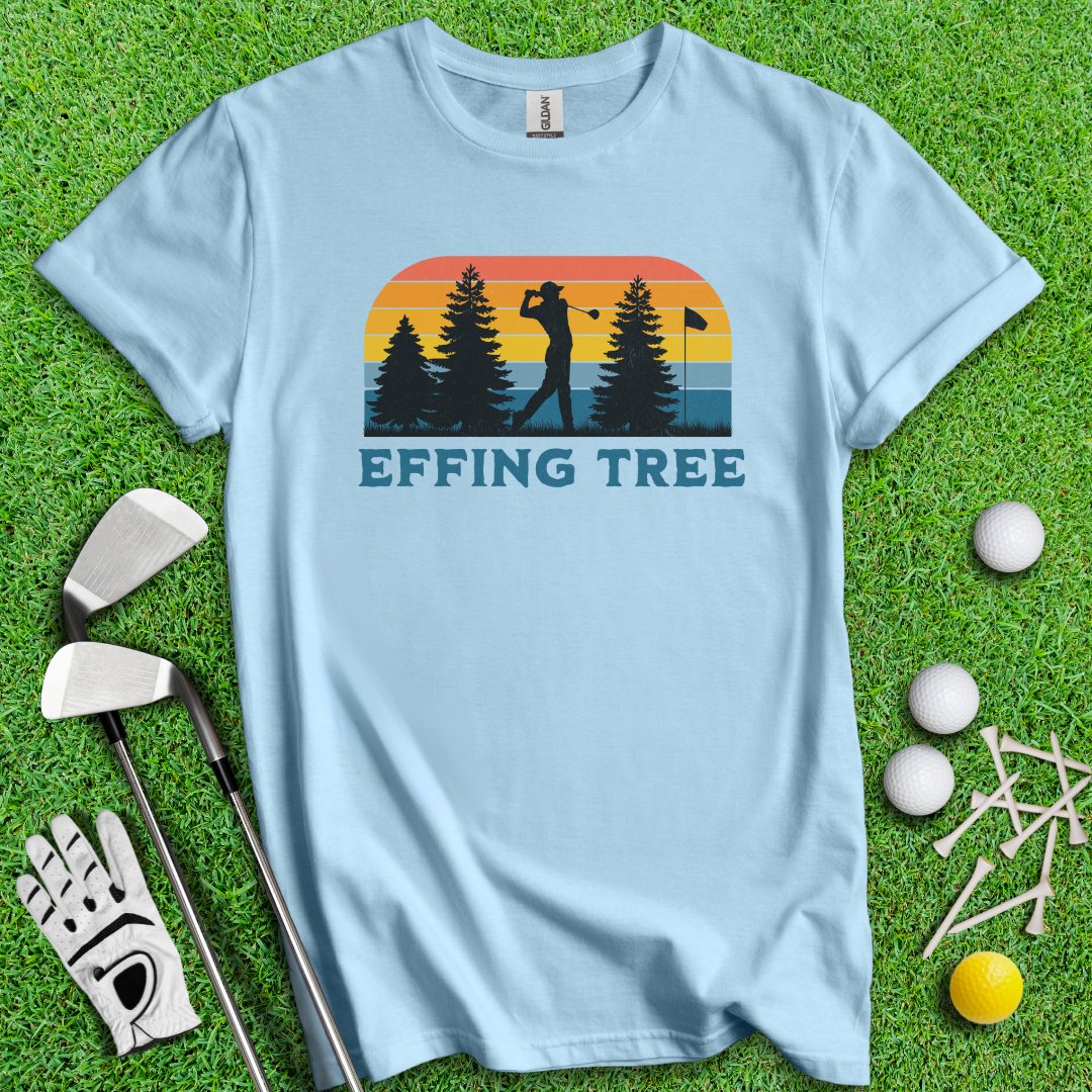 Effing Tree Retro Sunset Golf T-Shirt - TeeHee Golf Gear