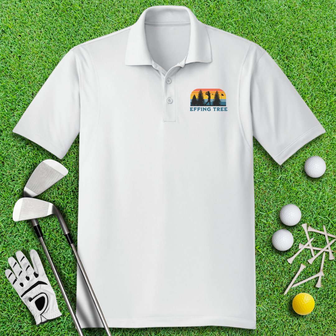 Effing Tree Retro Sunset Polo Shirt - TeeHee Golf Gear