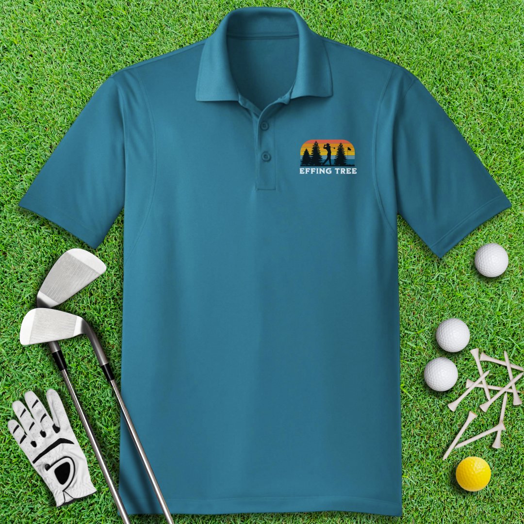 Effing Tree Retro Sunset Polo Shirt - TeeHee Golf Gear