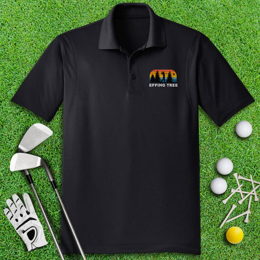 Effing Tree Retro Sunset Polo Shirt - TeeHee Golf Gear