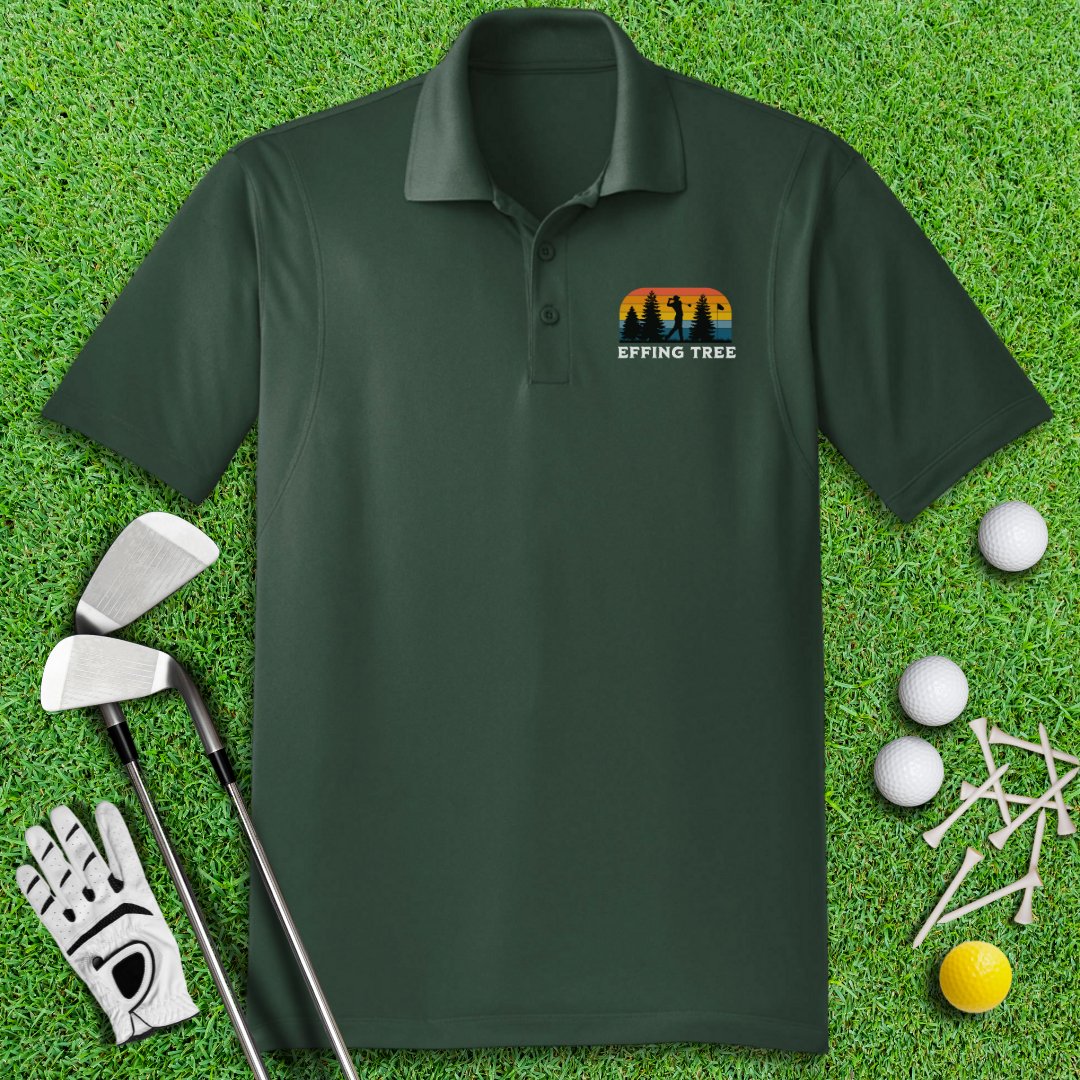 Effing Tree Retro Sunset Polo Shirt - TeeHee Golf Gear